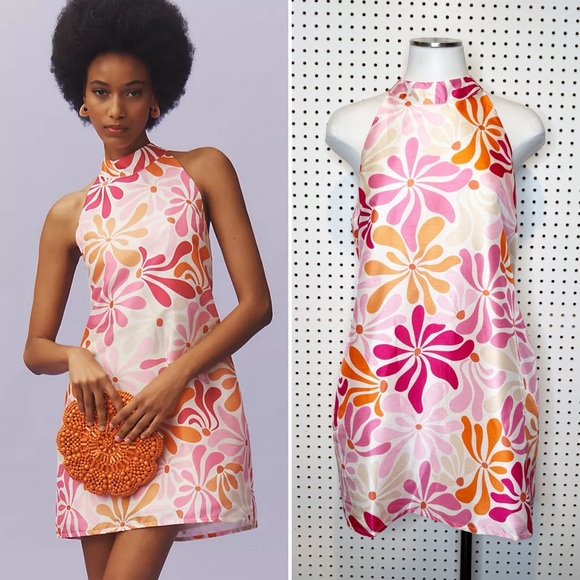 Hutch | NWT Jones Halter Mini Dress, Mod Psychedelic Retro 70's Vibes Sz. M  - mordernwear.com